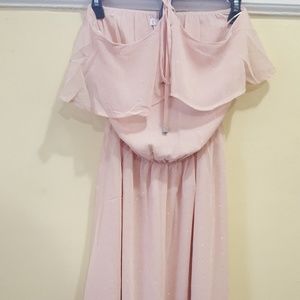 Bright coral shifon  halterneck shift dress.